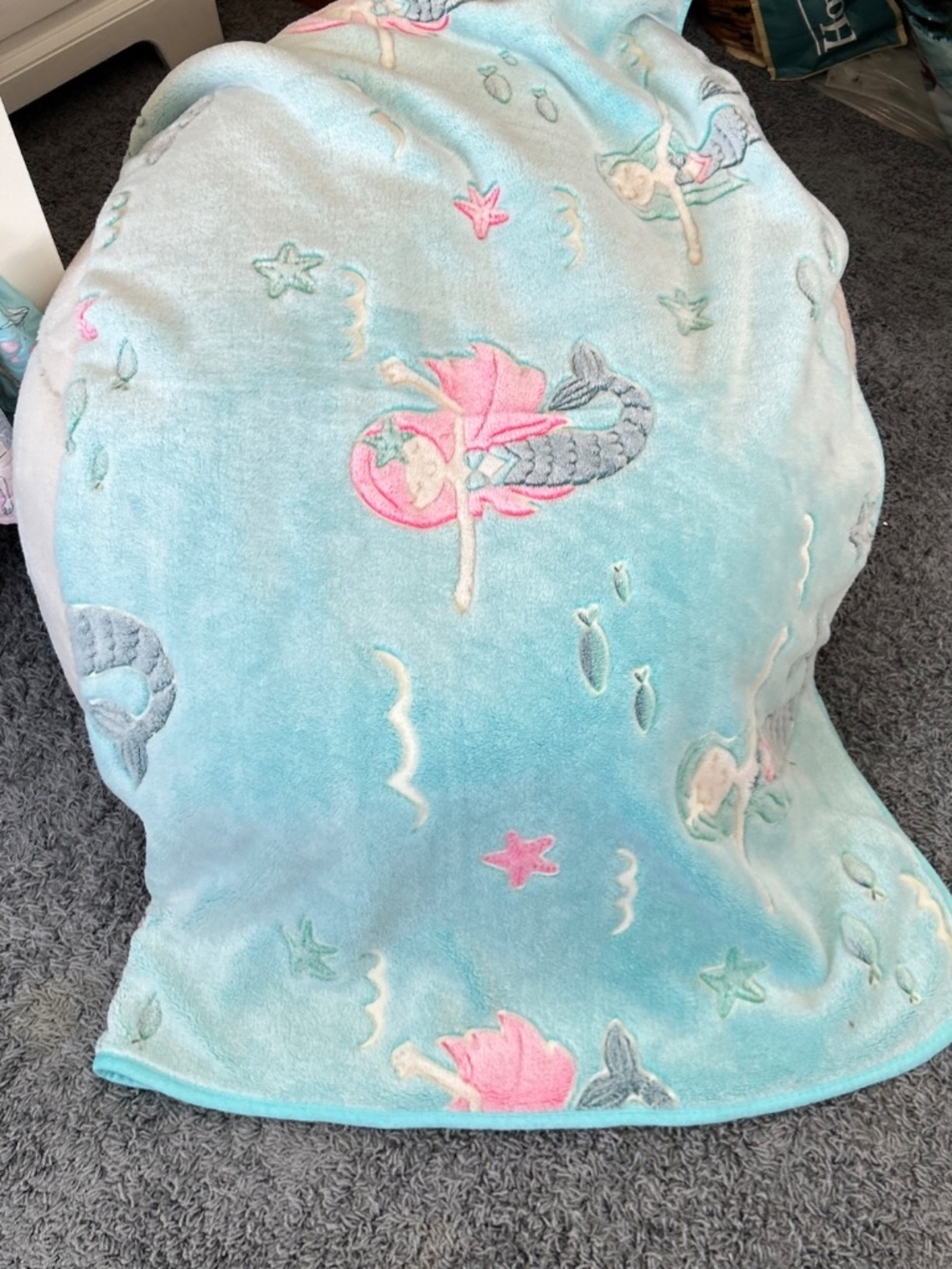 Mermaid Throw Blanket and Mermaid Statue